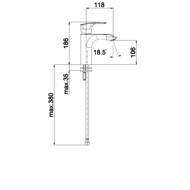 Umivalniška enoročna armatura Elite e10 samo armatura UNITAS 00088
