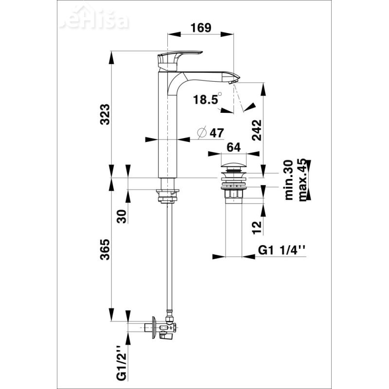 Umivalniška enoročna armatura Elite e12 komplet UNITAS 00090
