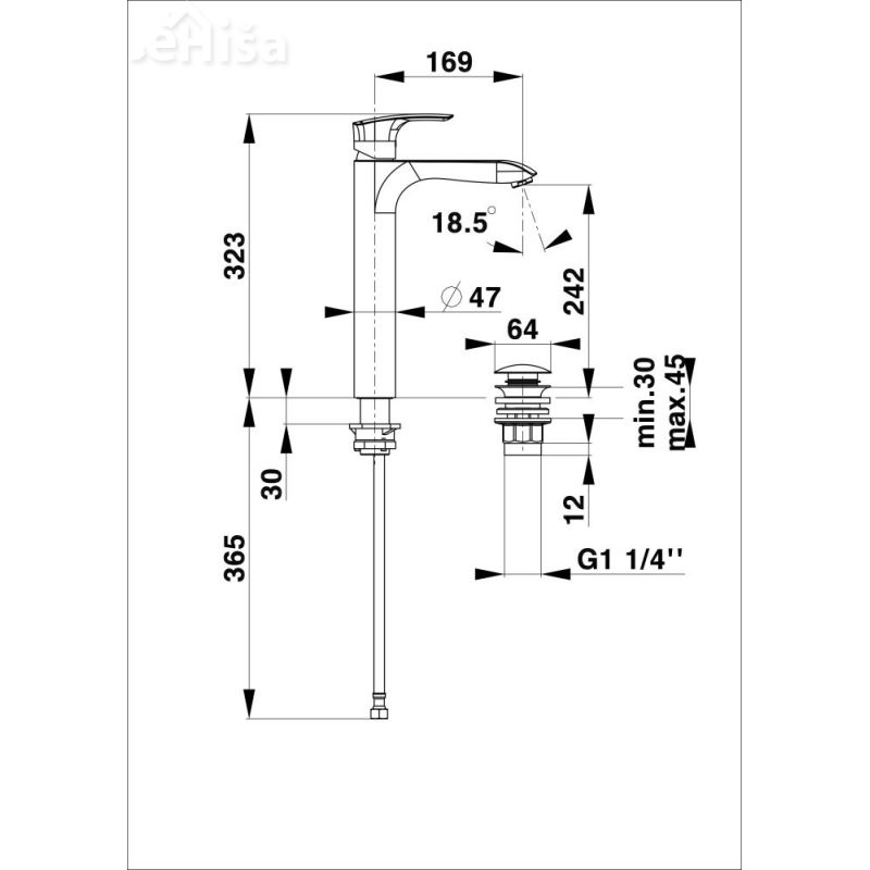 Umivalniška enoročna armatura Elite e12 z zgornjim delom sifona UNITAS 00079
