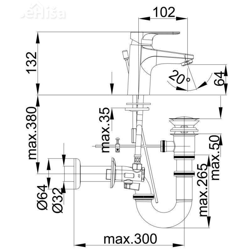 Umivalniška enoročna armatura Infinity i10 komplet UNITAS 00001
