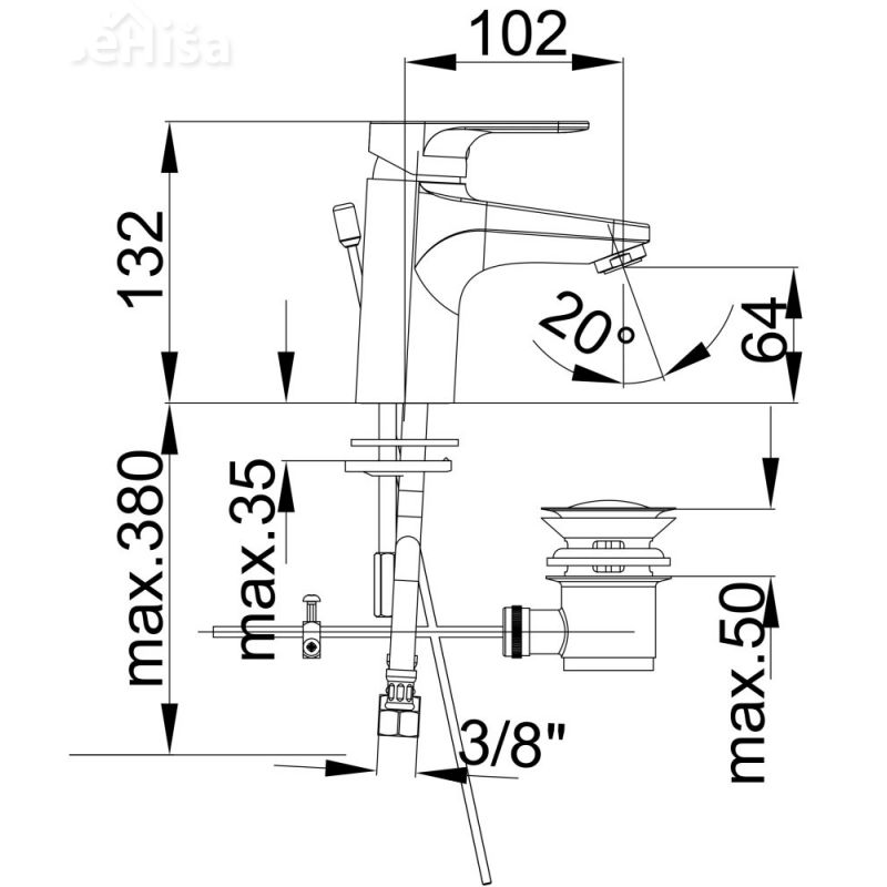 Umivalniška enoročna armatura Infinity i10 z zgornjim delom sifona UNITAS 00002