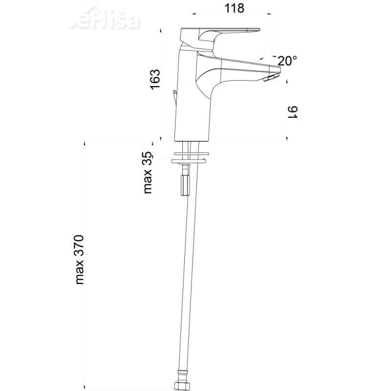 Umivalniška enoročna povišana armatura Infinity i12 samo armatura UNITAS 00014