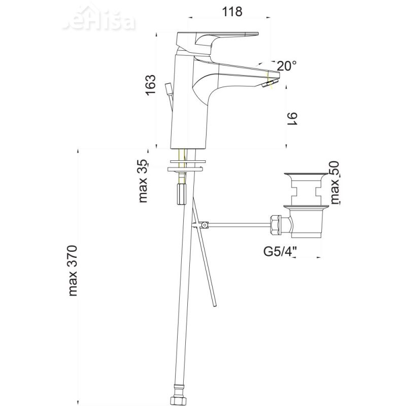 Umivalniška enoročna povišana armatura Infinity i12 z zgornjim delom sifona UNITAS 00012
