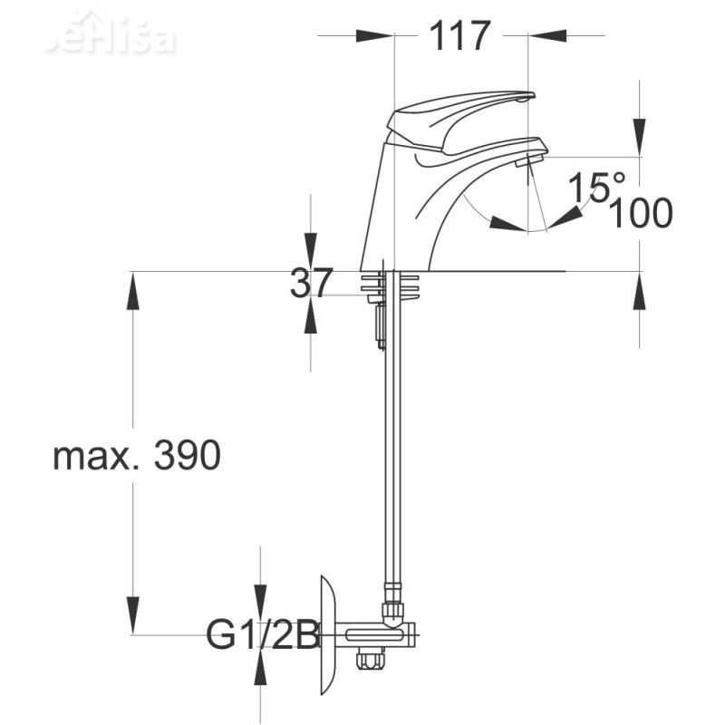 Umivalniška enotočna armatura Prestige p11 z kotnimi ventili UNITAS 00073