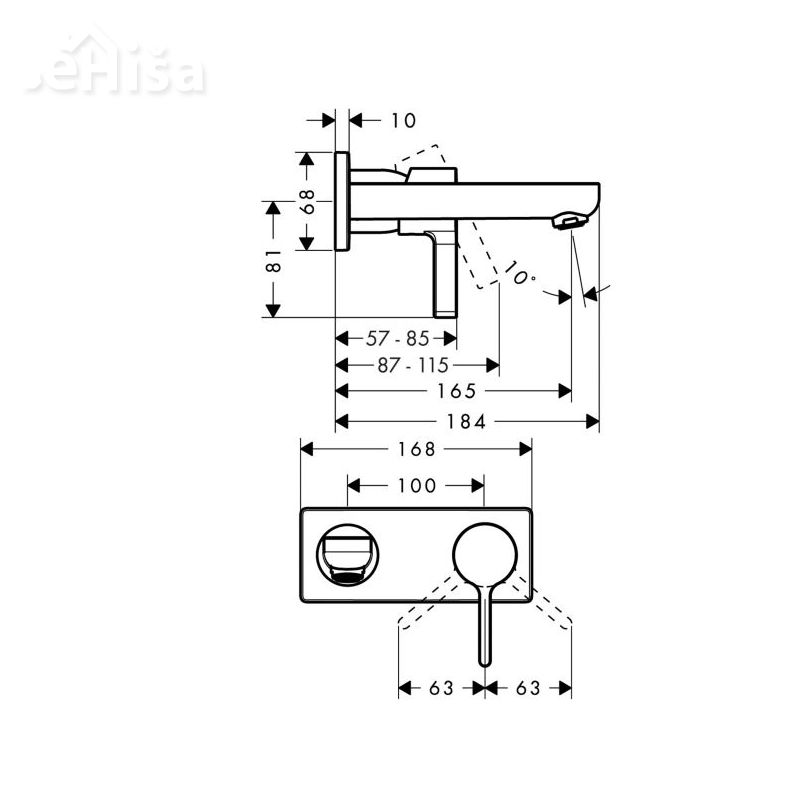 Umivalniška nadometna stenska armatura Metris S 16,5 cm krom HANSGROHE 31162000
