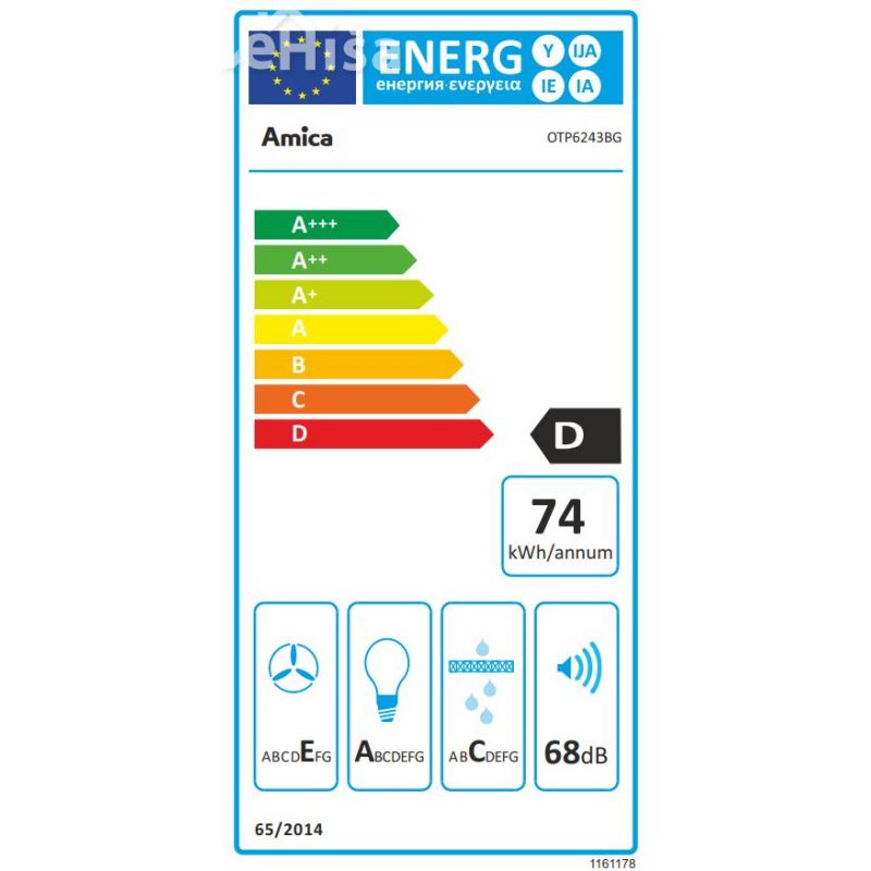 Vgradna izvlečna napa z LED osvtlitvijo AMICA OTP6243BG
