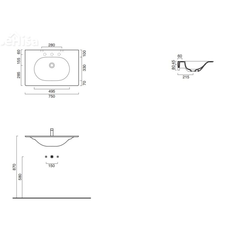 Vgradni umivalnik New zero 75x50 CATALANO 175HZ00
