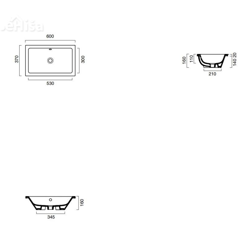 Vgradni umivalnik ZERO 60x37 CATALANO 16037ZE00
