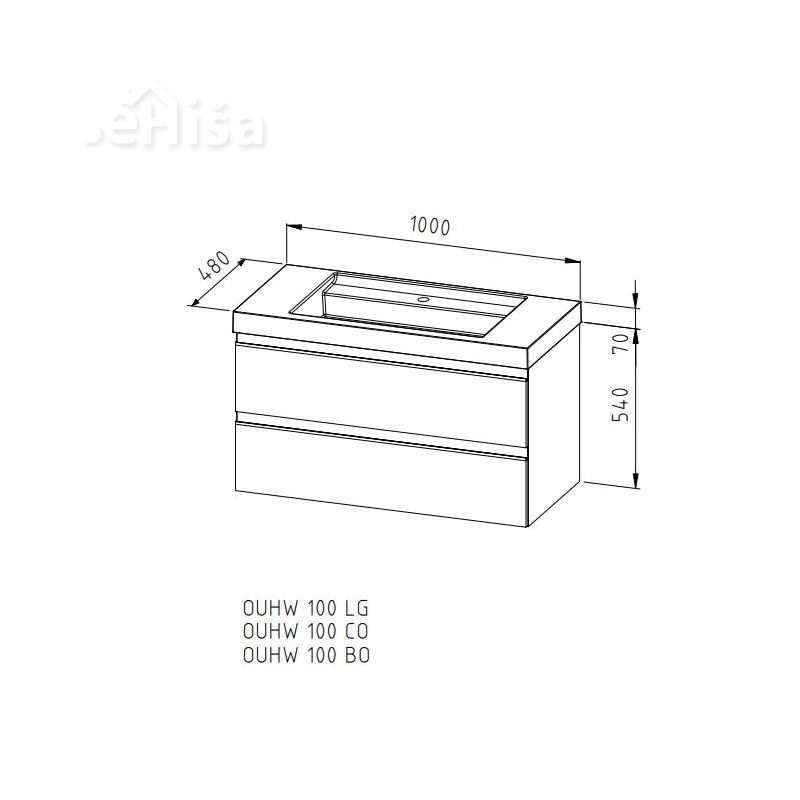 Viseča omarica z umivalnikom Harmony OUHW 100 cm KOLPA SAN
