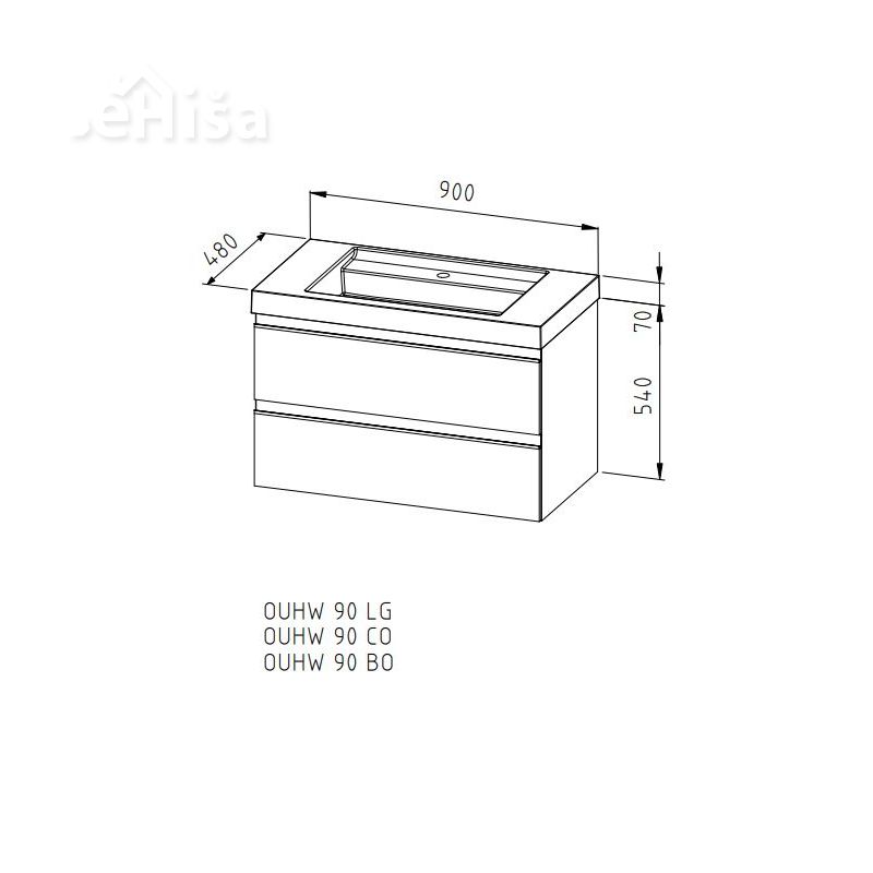 Viseča omarica z umivalnikom Harmony OUHW 90 cm KOLPA SAN
