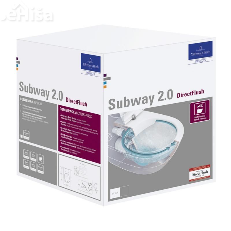 Viseča WC školjka z desko s počasnim zapiranjem SUBWAY 2.0 VILLEROY & BOCH
