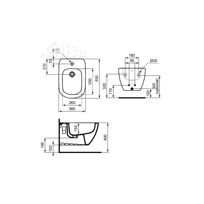 Viseči bide TESI IDEAL STANDARD T355201
