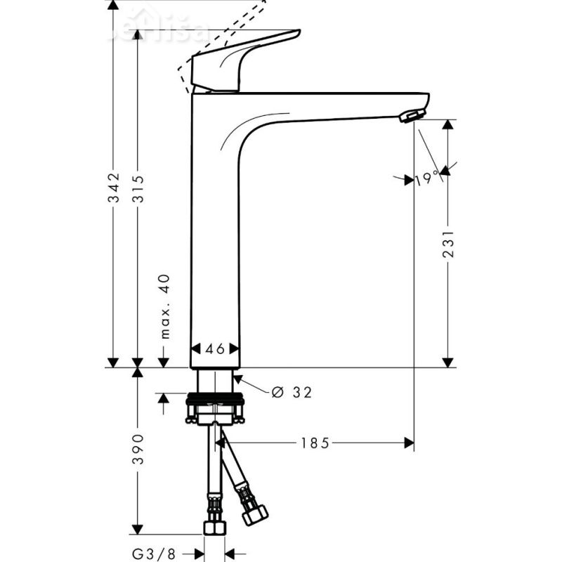 Visoka umivalniška armatura Focus 230 brez zg. dela sifona HANSGROHE 31532000
