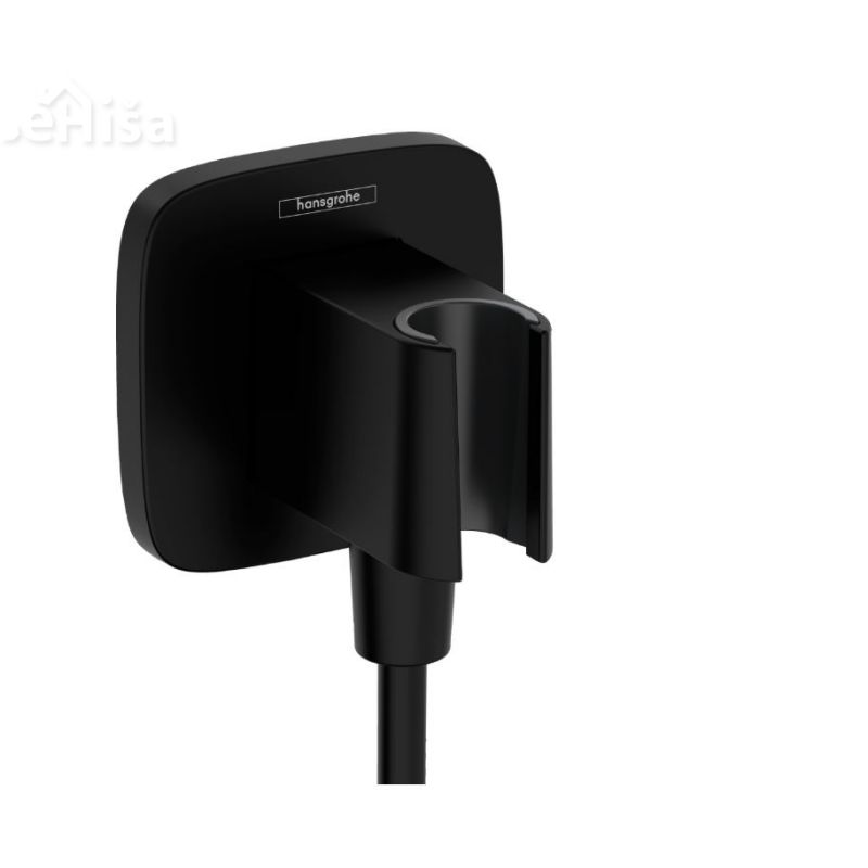 Zidni priključek FIXFIT Q z držalom tuš ročke mat črna HANSGROHE 26887670
