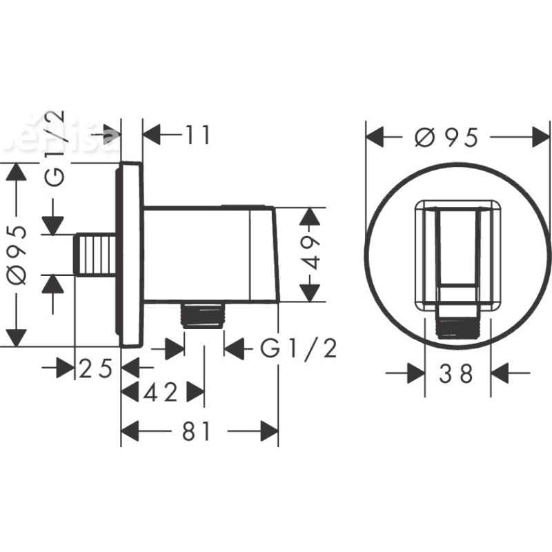 Zidni priključek FIXFIT S z držalom tuš ročke mat črna HANSGROHE 26888670