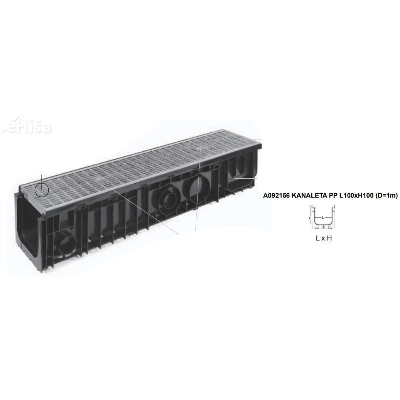 Zunanja kanaleta PP L100xH100 dolžina 100 cm
