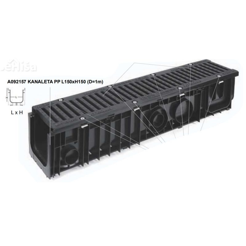 Zunanja kanaleta PP L150xH150 dolžina 100 cm
