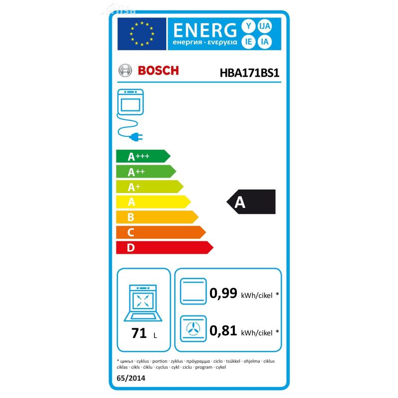 Vgradna pečica 60x60 nerjaveče jeklo BOSCH HBA171BS1
