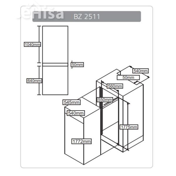Vgradni kombinirani hladilnik-zamrzovalnik SIMFER BZ 2511

