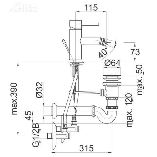 Armatura za bide Fresh f50 komplet UNITAS 00535
