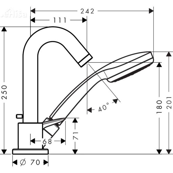 Armatura za kopalno kad 3 luknje Logis krom HANSGROHE 71310000
