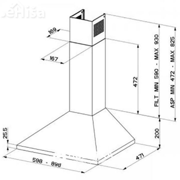 Dekorativna kuhinjska napa VALUE PB BK A60 FABER 7612985612913
