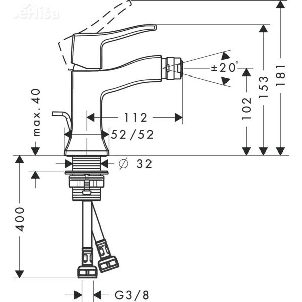 Enoročna armatura za bide Metris Classic krom HANSGROHE 31275000
