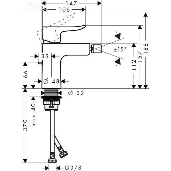 Enoročna armatura za bide Metris krom HANSGROHE 31280000
