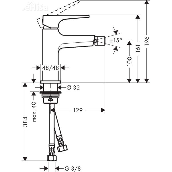 Enoročna armatura za bide Metropol krom HANSGROHE 74520000
