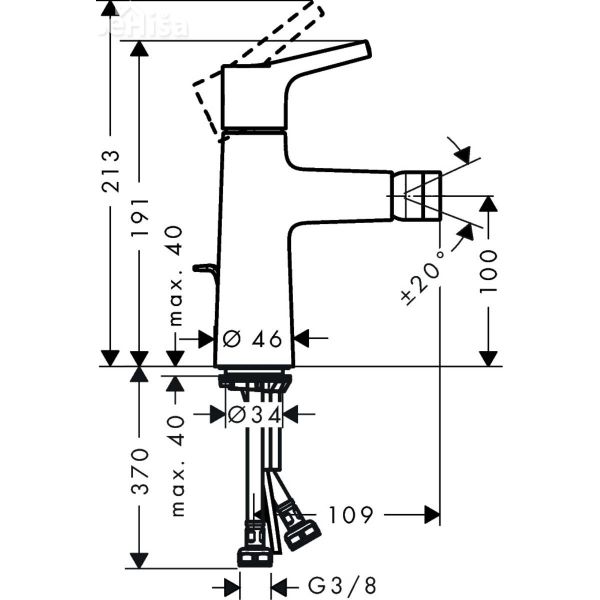 Enoročna armatura za bide Talis S krom HANSGROHE 72200000
