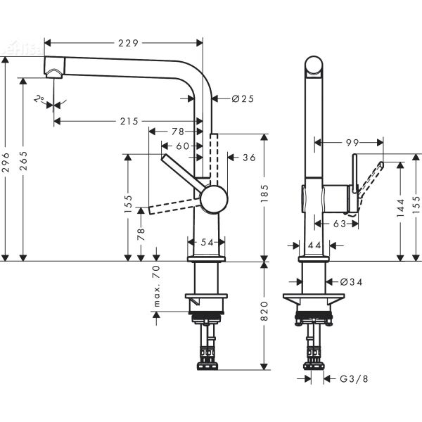Enoročna kuhinjska armatura Talis M54 črna mat HANSGROHE 72840670
