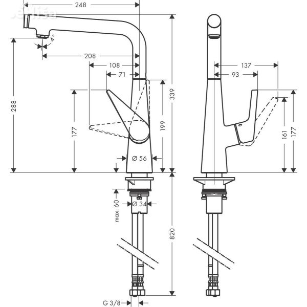 Enoročna kuhinjska armatura Talis Select S 300 krom HANSGROHE 72820000
