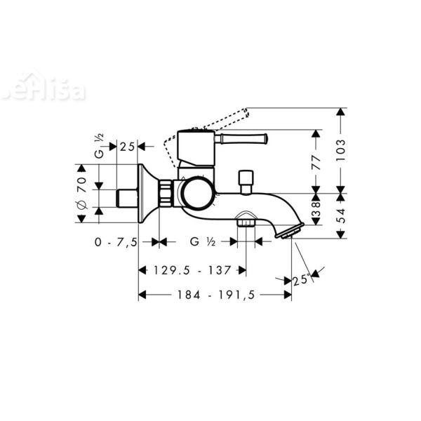 Enoročna stenska armatura za kopalno kad Talis Classic krom HANSGROHE 14140000
