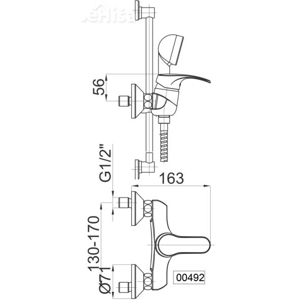 Enoročna stenska armatura za tuš kad Harmony h40 komplet UNITAS 00492