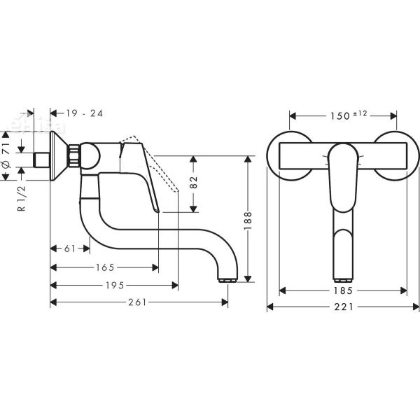 Enoročna stenska kuhinjska armatura Focus krom HANSGROHE 31825000
