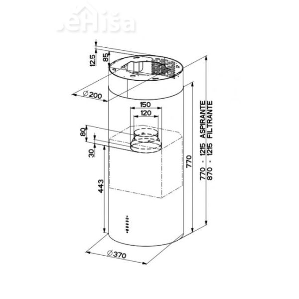 Otočna kuhinjska napa CYLINDRA ISOLA EV8 X A37 ELN FABER 7612981268855
