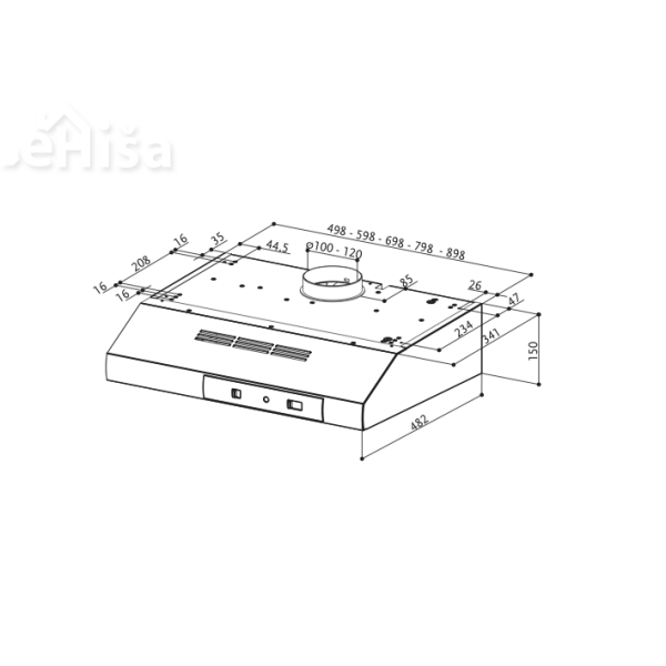 Klasična kuhinjska napa 741 BASE W A50 bela FABER 7612985612104