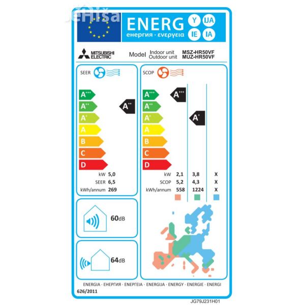 Klimatska naprava serije MSZ-HR Smart 5 kW MITSUBISHI MSZ-HR50VF
