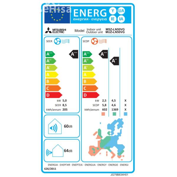 Klimatska naprava serije MSZ-LN Luxury 5 kW bela MITSUBISHI MSZ-LN50VG_W
