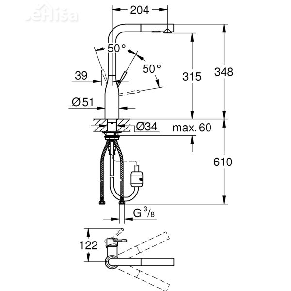 Kuhinjska armatura Essence izvlečna krom GROHE 30270000

