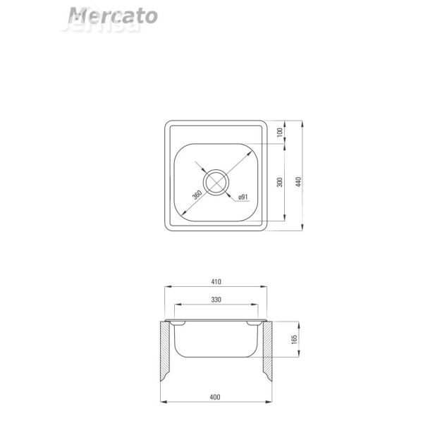 Kuhinjsko korito MERCATO 45 iz nerjavečega jekla s sifonom DEANTE ZHM 0100
