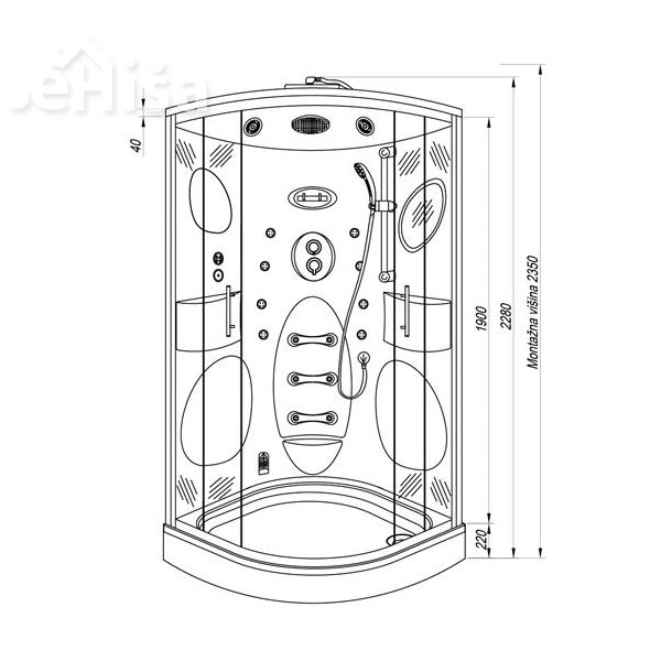 Masažna kabina s parno savno Melba M3 z radiom 100x100 cm KOLPA-SAN 995440
