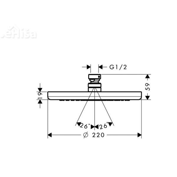 Nadglavna prha brez nosilca Croma 220 krom HANSGROHE 26465000
