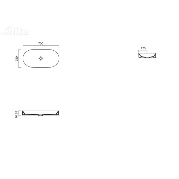 Napultni ovalni umivalnik Horizon 70x35 CATALANO 170AHZ00
