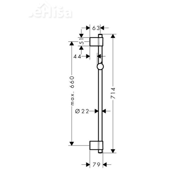 Nosilec za tuš ročko Unica 72 cm krom HANSGROHE 27355000
