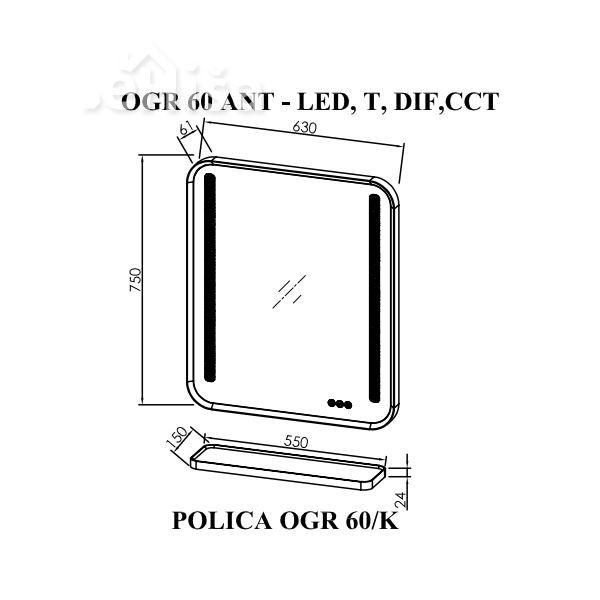 Ogledalo OGR 60-LED Ramona 60 cm KOLPA-SAN 547740
