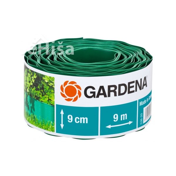 Ograda za obrobljanje travnih in vrtnih gred zelena višina 9cm dolzina 9m GARDENA 00536-20
