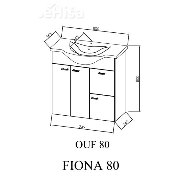 Omarica z umivalnikom OUF 80 bela (WH) Fiona KOLPA-SAN
