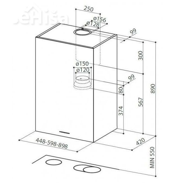 Otočna kuhinjska napa CUBIA ISOLA GLOSS PLUS EV8 WH A45 FABER 7612985133814
