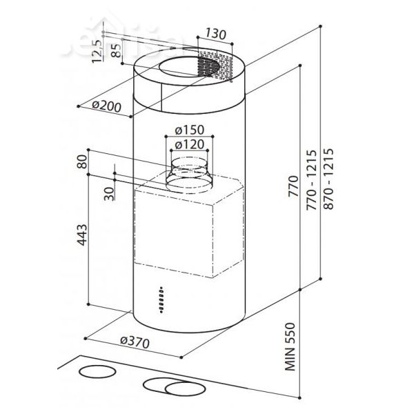 Otočna kuhinjska napa CYLINDRA ISOLA EV8 X A37 ELN FABER 7612981268855
